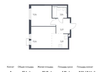 Продаю двухкомнатную квартиру, 37.4 м2, село Остафьево, жилой комплекс Остафьево, к16