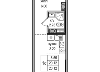 Продаю квартиру студию, 20.1 м2, Санкт-Петербург, Заречная улица, 54