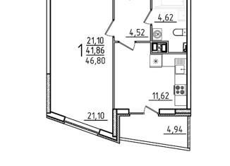 Продается 1-комнатная квартира, 46.8 м2, село Засечное, Олимпийская улица, 5