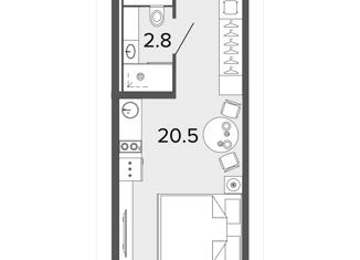 Продается квартира студия, 23 м2, Санкт-Петербург, Заозёрная улица, 3к3, Московский район