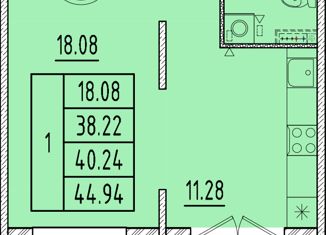 Продам 1-ком. квартиру, 38.22 м2, посёлок Шушары, Образцовая улица, 6к3