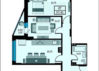 Продажа 3-ком. квартиры, 57.8 м2, Ростов-на-Дону, Красноармейская улица, 157Вс1, ЖК Рубин