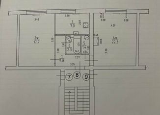 Продаю 2-комнатную квартиру, 56.5 м2, Гусев, улица Ю. Смирнова, 16