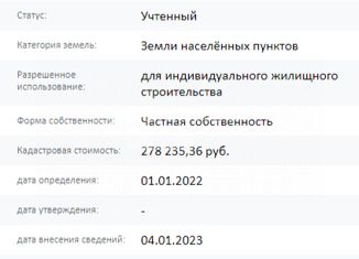 Земельный участок на продажу, 14.24 сот., село Белый Яр, улица Аткниных, 10А/1