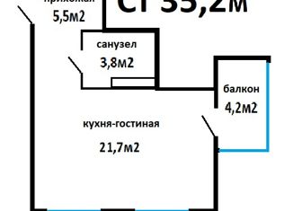 Продаю квартиру студию, 35.2 м2, Симферополь, проспект Александра Суворова, 15к1, Киевский район