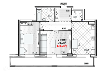 2-комнатная квартира на продажу, 78.2 м2, Нижний Новгород, ЖК Корица, улица Александра Хохлова, 7