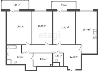 Продам трехкомнатную квартиру, 78.7 м2, Санкт-Петербург, ЖК Новоорловский, Суздальское шоссе, 22к2