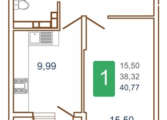 Продам 1-комнатную квартиру, 42.3 м2, Краснодар, улица Кирилла Россинского, 3/1, Прикубанский округ