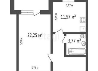 Однокомнатная квартира на продажу, 44.8 м2, Тюмень, Широтная улица, 215, ЖК Квартет