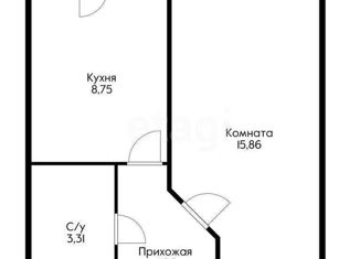 1-ком. квартира на продажу, 33 м2, аул Новая Адыгея, Бжегокайская улица, 90/6к2