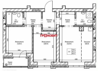 Трехкомнатная квартира на продажу, 65 м2, Новосибирск, Фабричная улица, 65, ЖК Чернышевский