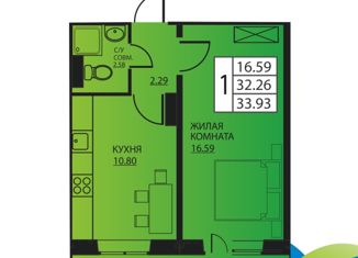 Продажа 1-ком. квартиры, 31.6 м2, Пермь, улица Гашкова, 53к2с2, ЖК Мотовилихинский