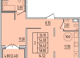 Продам 2-комнатную квартиру, 54 м2, Санкт-Петербург, Образцовая улица, 6к1