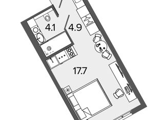 Продам квартиру студию, 26.7 м2, Санкт-Петербург, Московский проспект, 103, метро Московские ворота