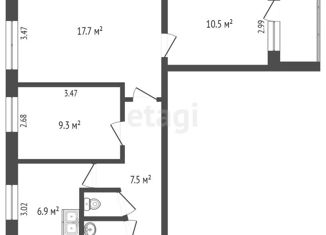 Продажа трехкомнатной квартиры, 53.8 м2, Вологодская область, Архангельская улица, 17Б