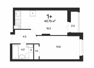 Продается однокомнатная квартира, 41.1 м2, Нижний Новгород, улица Героя Советского Союза Сафронова, 7к1, ЖК Заречье