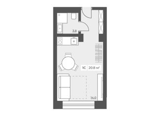 Продам 1-комнатную квартиру, 20.3 м2, Москва, Ленинский проспект, 158, ЗАО