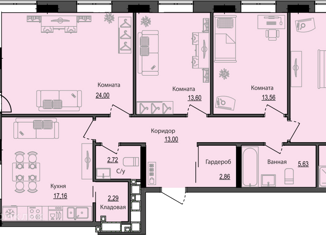 Продается 4-ком. квартира, 116.85 м2, Ижевск, улица Васнецова, 1к1, ЖК 4 Столицы