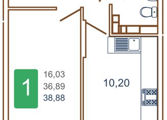 Продажа 1-комнатной квартиры, 40.95 м2, Краснодар, улица Кирилла Россинского, 3/1, улица Кирилла Россинского