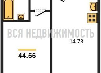 Однокомнатная квартира на продажу, 44.66 м2, Воронеж, улица 9 Января, 233/40, ЖК Эверест