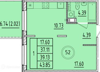 Продается однокомнатная квартира, 37.11 м2, Санкт-Петербург, Образцовая улица, 6к3