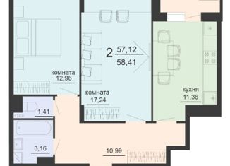 Продаю 2-ком. квартиру, 58.4 м2, Воронеж, улица Богдана Хмельницкого, 45А, Северо-Восточный жилой район