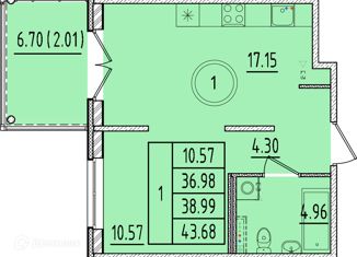 Продаю однокомнатную квартиру, 36.98 м2, Санкт-Петербург, Образцовая улица, 6к1