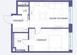 Продам 2-ком. квартиру, 24.9 м2, село Раздольное, Тепличная улица, 96