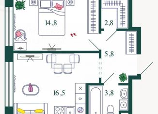 Продажа двухкомнатной квартиры, 43.7 м2, Москва, ЖК Шагал, 2-я очередь, к3