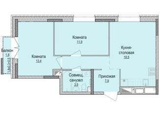 Продаю двухкомнатную квартиру, 56.4 м2, Ижевск, Устиновский район, Союзная улица, 163Ак1