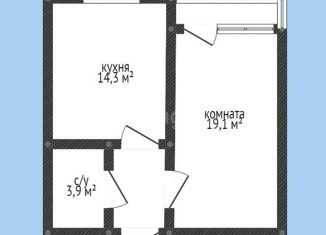 Однокомнатная квартира на продажу, 45 м2, посёлок городского типа Яблоновский, ЖК Компаньон-Сити, Шоссейная улица, 63к12