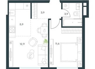 Продам 2-ком. квартиру, 38.2 м2, Москва, жилой комплекс Левел Причальный, 10к2