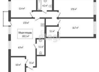 4-ком. квартира на продажу, 102.1 м2, Новосибирск, ЖК Авиатор, жилой комплекс Авиатор, 1-1