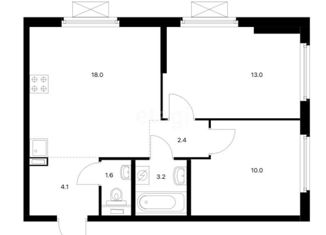 Продается 2-комнатная квартира, 52.3 м2, Казань, улица Анаса Тазетдинова, 1, ЖК Лето