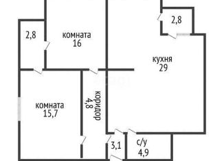 Продается двухкомнатная квартира, 73.8 м2, Краснодар, Московская улица, 158/2, Музыкальный микрорайон