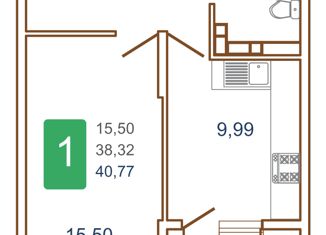 Продается 1-ком. квартира, 42.2 м2, Краснодар, улица Кирилла Россинского, 3/1, улица Кирилла Россинского