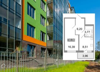 Продам 1-комнатную квартиру, 36.7 м2, Санкт-Петербург, Петергофское шоссе, 86к3, ЖК Клёны