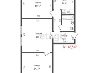 Продам 3-комнатную квартиру, 65.5 м2, Свердловская область, улица Кобозева, 83