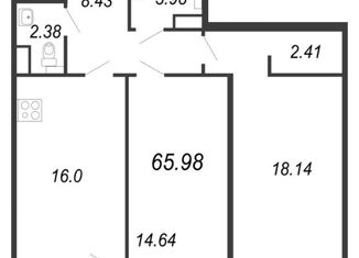 Продается 3-ком. квартира, 65.98 м2, Санкт-Петербург, Белоостровская улица, 10к1, метро Лесная