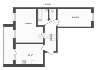 Продается двухкомнатная квартира, 51 м2, Тюменская область, бульвар Бориса Щербины, 16