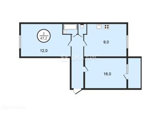 Двухкомнатная квартира на продажу, 47.2 м2, поселок Сокол, посёлок Сокол, 10