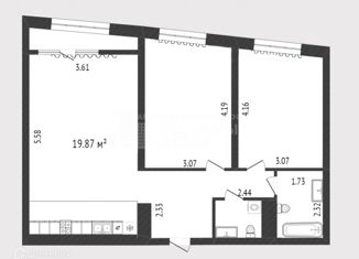 Продажа двухкомнатной квартиры, 62.8 м2, деревня Дударева, Тюменская улица, 3