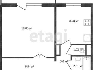 Продаю 1-комнатную квартиру, 41.7 м2, Красноярский край, улица Партизана Железняка, 61