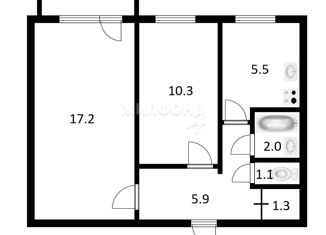 Продам 2-ком. квартиру, 43.4 м2, Новосибирская область, Нарымская улица, 9