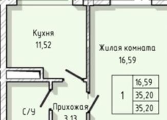 Продаю однокомнатную квартиру, 35.2 м2, Нальчик, улица А.А. Кадырова, 24, ЖК Молодёжный