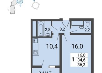 Продается однокомнатная квартира, 36.3 м2, Москва, улица Липчанского, 10, район Некрасовка