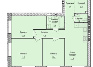 Продам 3-комнатную квартиру, 75.9 м2, село Завьялово, Гольянская улица, 1Б