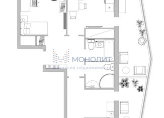 Продаю 2-ком. квартиру, 92.8 м2, слобода Подновье, Лысогорская улица, 89к3, ЖК Монолит