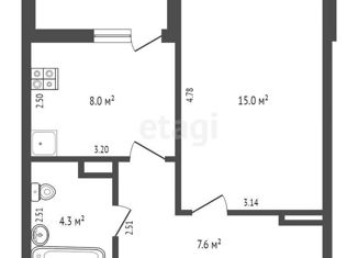 Продажа однокомнатной квартиры, 35 м2, посёлок городского типа Аграрное, Парковая улица, 1, ЖК Солнечный Парк