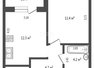 Однокомнатная квартира на продажу, 32.6 м2, Краснодар, Колхозная улица, 5к6